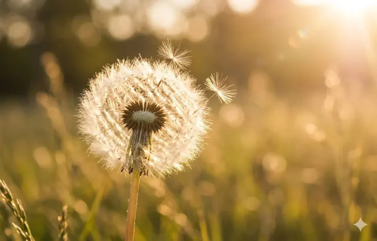 paardenbloem in zonlicht als symbool voor loskomen van schaamte en vrij van oordeel zijn