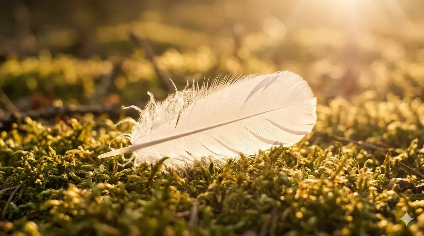veer in gras met zonlicht als symbool voor overgave en loslaten en genieten