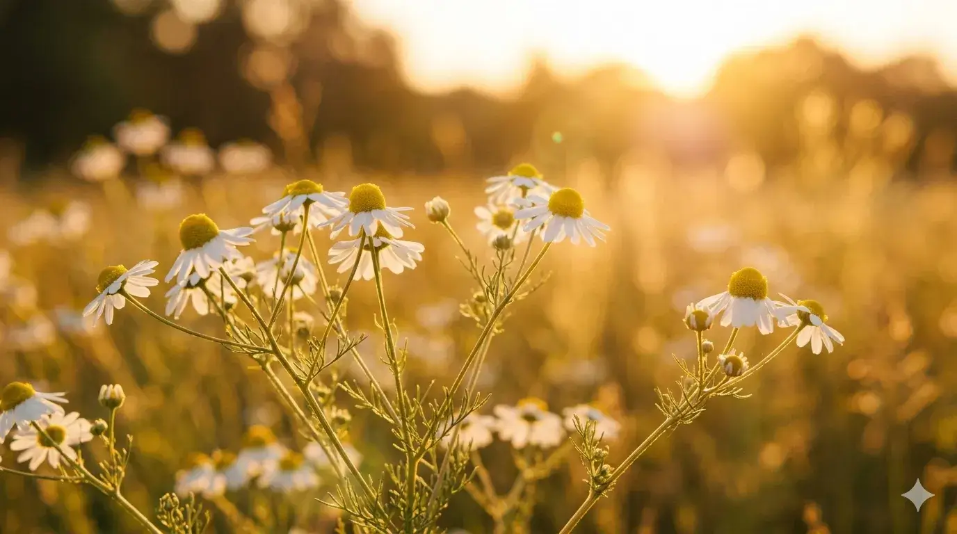 wilde bloemen in zonlicht als symbool voor genieten zonder prestatiedruk en plezier zonder doel