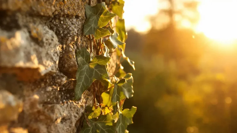 Close-up van zonlicht dat door bladeren op een boomstam valt, met een warme, rustige sfeer die symbool staat voor vertraging, aandacht en verbinding met het moment.