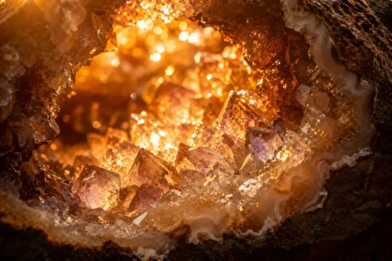 Abstracte visualisatie van innerlijke spanning en energie, met warme oranje en gouden tinten die beweging en loslaten symboliseren