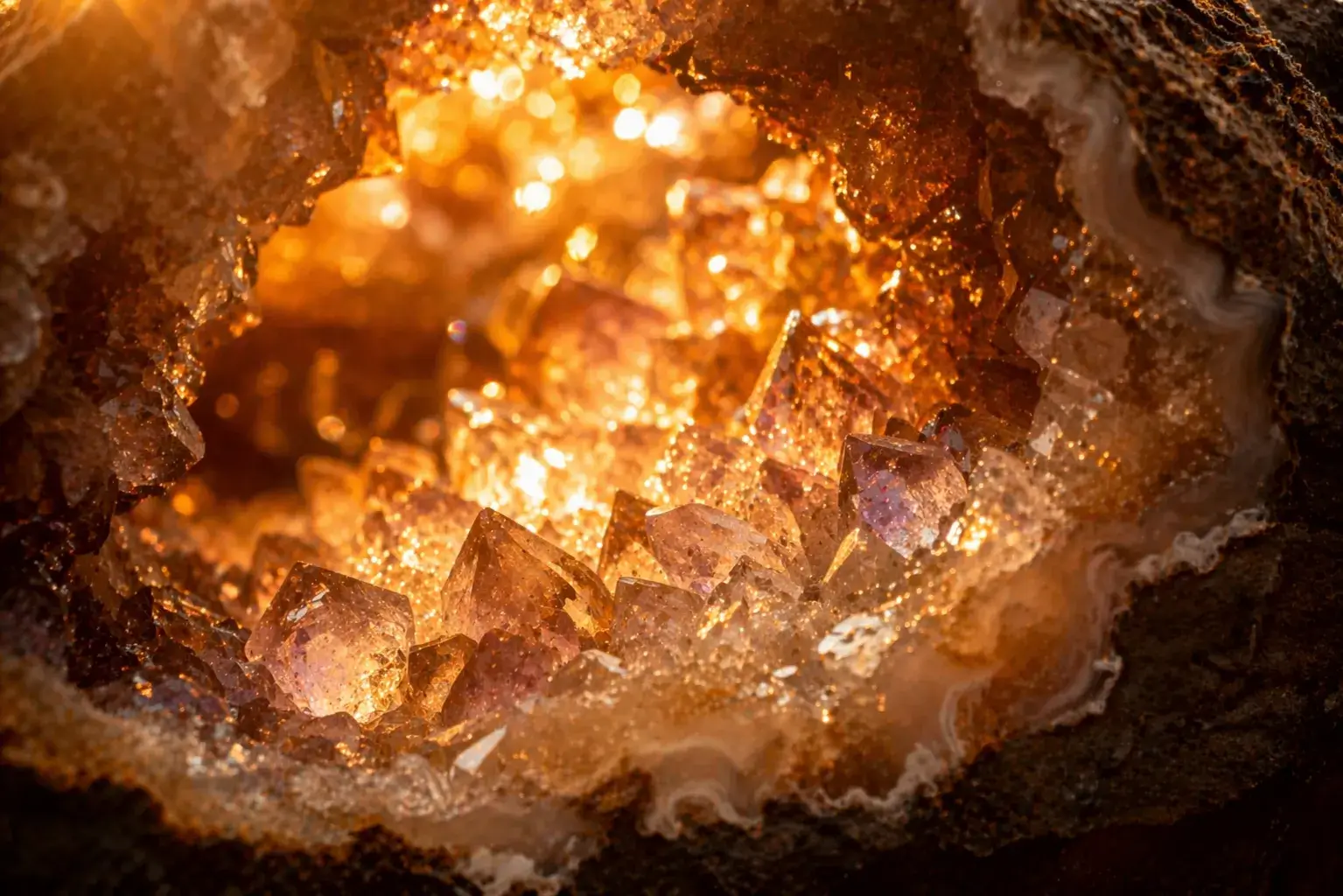 Abstracte visualisatie van innerlijke spanning en energie, met warme oranje en gouden tinten die beweging en loslaten symboliseren