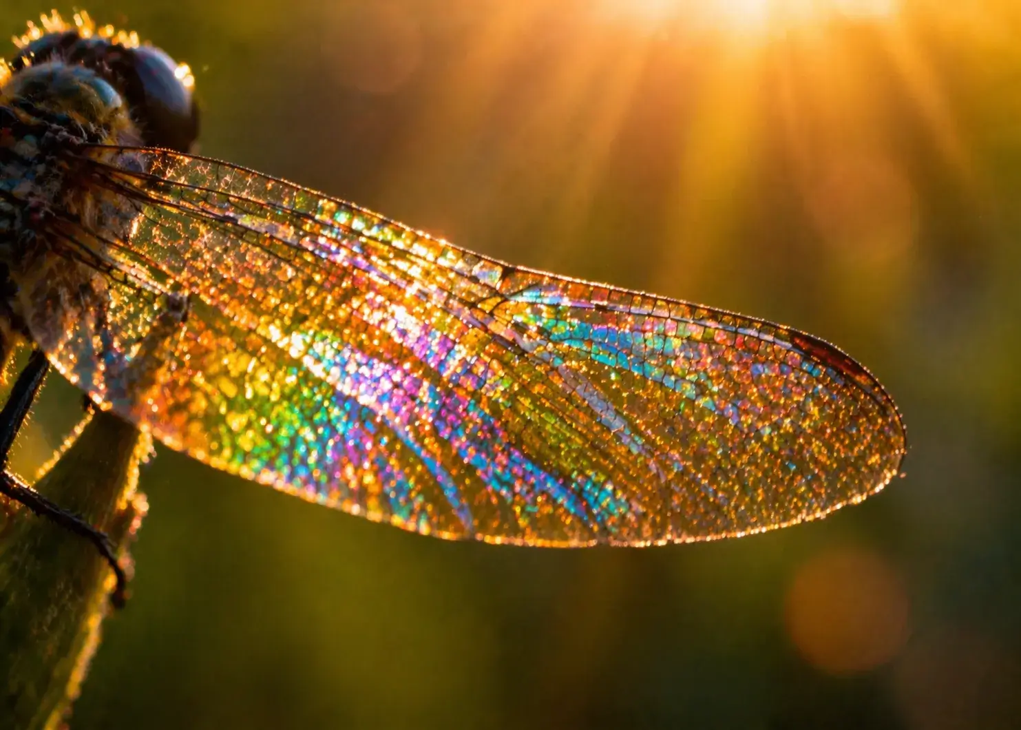 verlangen onderdrukken, libellevleugel in zonlicht als symbool voor kwetsbaar en ingehouden gevoel