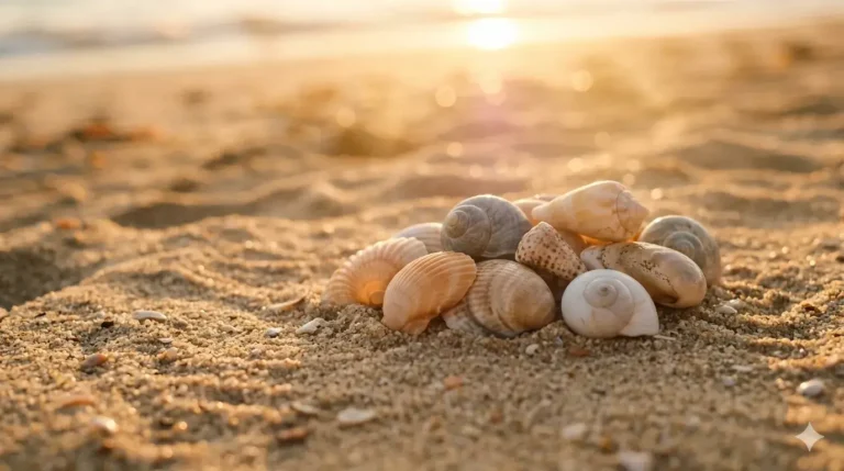Stenen op het zand in warm zonlicht, symbool voor verspreide aandacht en het terugbrengen naar rust en focus